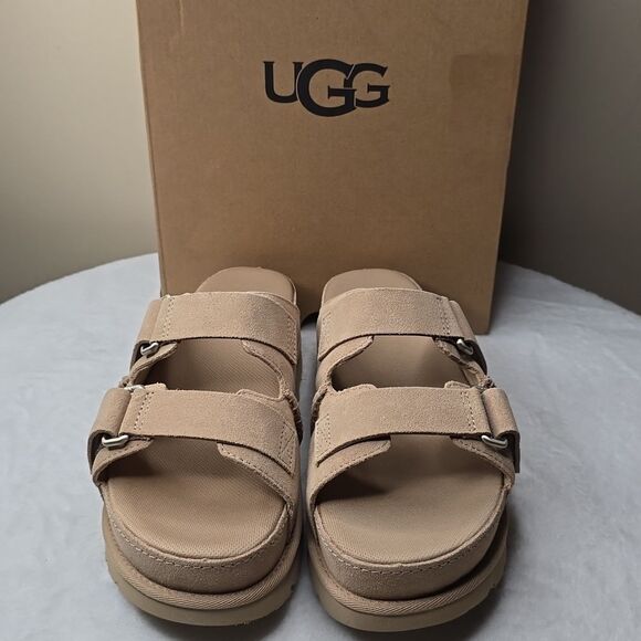 NIB Ugg Women's Goldenstar Hi Slide Platform Sandals Sz 9 Color Sand - Picture 2 of 11